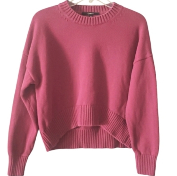 Quince Sweaters - Quince 100% Organic Cotton Crewneck Boyfriend Sweater Magenta Relaxed Fit